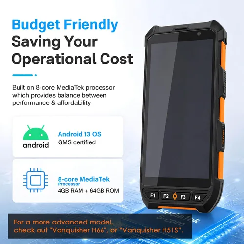 Vista 5 de Android 13 Escáner de Código de Barras Portátil para Computadora Móvil, PDA con Pantalla Táctil de 5.5 Pulgadas con Motor de Escaneo de Código