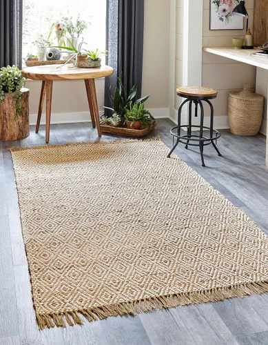 Vista 15 de Unique Loom Alfombra trenzada de la colección de yute - Assam (1' 2" x 6' 1", camino de mesa, negro/natural)