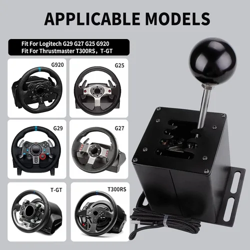 Vista 5 de RASTP PC USB Simulator Shifter, Compatible with Logitech G29 G27 G25 G920 Thrustmaster T300RSGT Steering Wheel Sequential H Gear Shifter Compatible