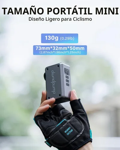 Vista 4 de dwndpump Mini bomba de bicicleta con manómetro, 120 PSI eléctrico