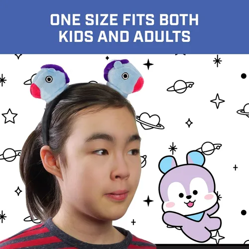 Vista 23 de Concept One BT21 LINE FRIENDS - Diadema bordada de felpa 3D para mujer, Chimmy