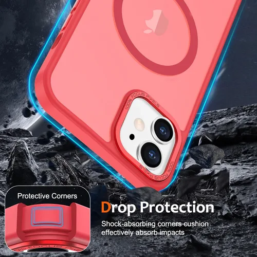 Vista 1162 de Anuck - Funda magnética para iPhone 11 compatible con MagSafe, carcasa trasera mate translúcida dura, borde de TPU, delgada, resistente a impactos