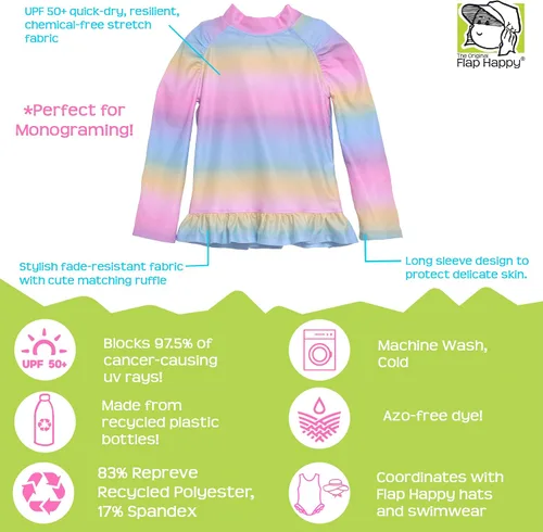 Vista 2 de Flap Happy Camiseta de protección UPF 50+ con volantes para niñas Sirena Fantasea