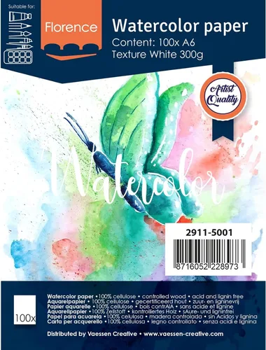 Vista 6 de Vaessen Creative VARTA Florence - Papel A4 para acuarela, 10 hojas para pintar, manuales, proyectos de arte y más, calidad artística, calidad