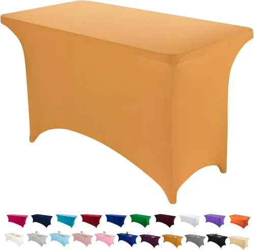 Vista 61 de Peomeise - Funda de mesa de elastano de 4 pies, mantel rectangular elástico de elastano (verde manzana, 4 pies)
