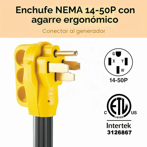 Vista 3 de Cable adaptador de soldador de 50 amperios NEMA 14-50P a 6-50R