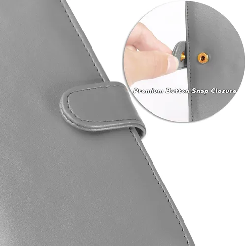 Vista 6 de LOLOMLO Cubierta de cuero de la PU para registrar cheques duplicados, soporte de chequera de bloqueo RFID, Cloud gris, Estilo Billetera