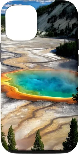 Vista 26 de Funda de vacaciones de verano para iPhone 16 Yellowstone National Park Rainbow geysers