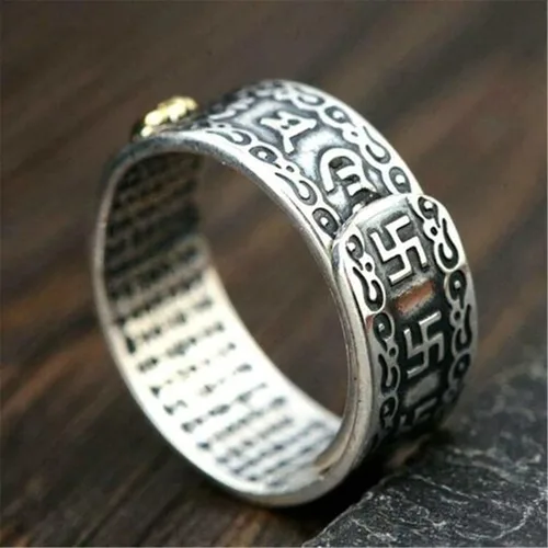 Vista 3 de BLUGY Anillos significativos y divertidos con dijes de Pixiu, anillo de Feng Shui, riqueza, joyería budista, anillo ajustable para hombres y mujeres