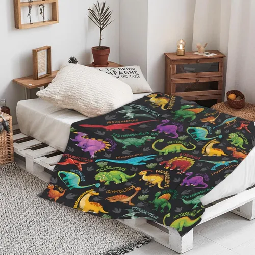 Vista 7 de Manta de dinosaurio para regalo, manta de franela ultra suave y acogedora, manta de forro polar ligera y mullida, manta de felpa cálida para sofá