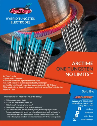 Vista 7 de ArcTime TIG - Electrodos de tungsteno de mezcla de tierras raras, no radiactivos, no toriados híbridos prémium (azul cielo, EWG) 1/16 pulgadas x 7