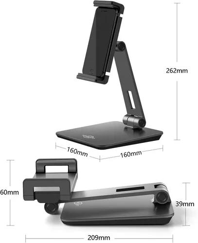 Vista 3 de KABCON Soporte para Tableta, Soporte para Tableta de Aleación de Aluminio con Tensión Ajustable para Escritorio, Base de Soportes para Tabletas