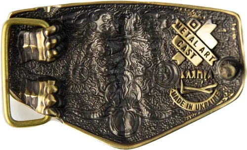 Vista 2 de Archangel Michael solid brass belt buckle, Larger size cowboy buckle, Warrior and God's people protector San Miguel accessory
