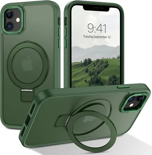 Vista 15 de Telaso Magnético para Funda de iPhone 12 Mini, Compatible con Magsafe con Soporte de Anillo Magnético, Funda Protectora de Grado Militar con Parte