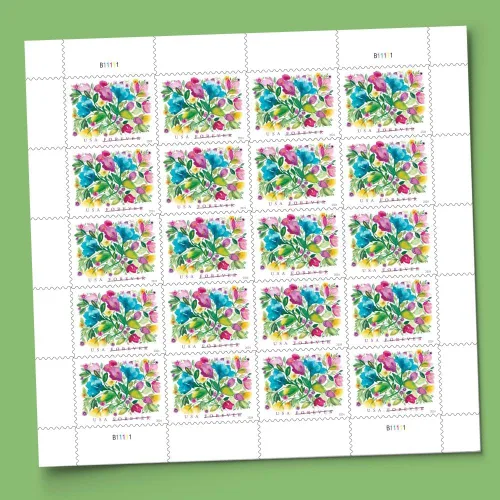 Vista 5 de Servicio Postal de los Estados Unidos Celebración Flores (Hoja de 20) Sellos de Correos Forever Scott #5849