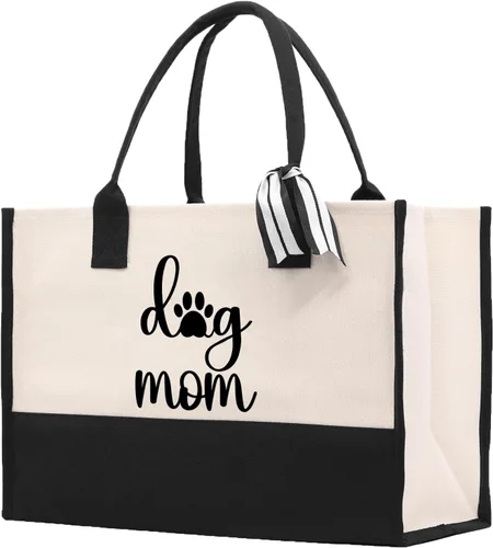 Vista 13 de VANESSA ROSELLA Bolsa de lona de algodón Nueva mamá regalo mejor mamá nunca bolsa perro mamá tote compras