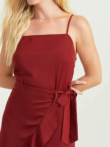 Vista 4 de ALTAR'D STATE Vestido de manga larga para mujer, con estampado floral, cuello cuadrado, casual, para verano y otoño, Pomegranate