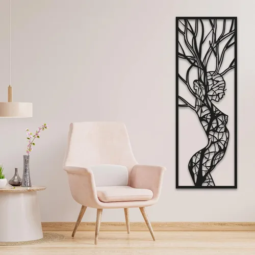 Vista 2 de Arte de pared de metal con cuerpo femenino, decoración de árbol de la vida, decoración de pared de metal, decoración de pared de metal para mujer