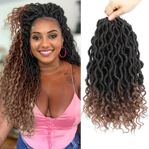 Vista 55 de Cabello Corto de Locs Falsos para Crochet Pre-Enrollado 12 Pulgadas 6 Paquetes Cabello de Locs de Diosa para Crochet Locs Falsos Suaves con Puntas