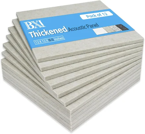 Vista 9 de BXI Paneles acústicos gruesos que absorben el sonido, paquete de 12 paneles acústicos densos de 12 x 12 x 0.5 pulgadas, paneles de sonido que
