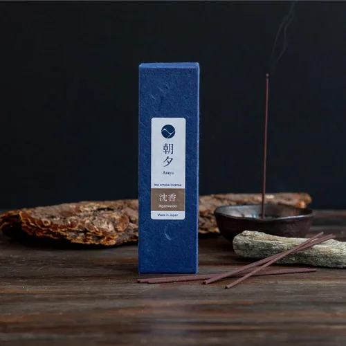 Vista 8 de Asayu Japan Varillas de incienso natural de madera de agar, tamaño de muestra de incienso japonés para relajación nocturna, yoga, meditación.