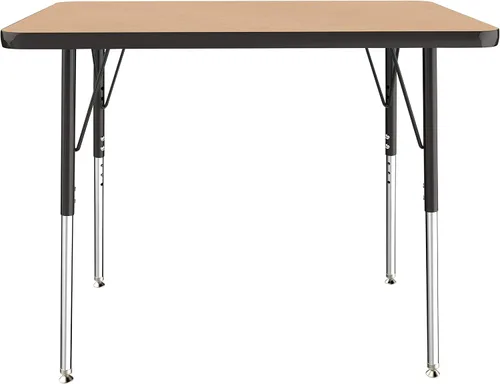 Vista 17 de FDP - Mesa rectangular para actividades escolares y de oficina (24 x 48 pulgadas), patas estándar con deslizadores giratorios, altura ajustable