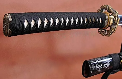 Vista 5 de Katana de acero de alto carbono hecho a mano de 41 pulgadas de samurai japonés listo para la batalla