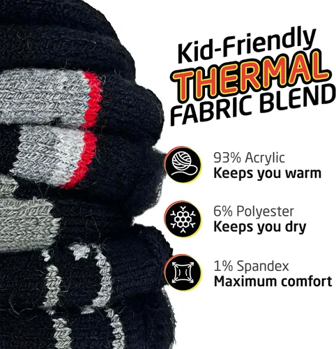 Vista 2 de HOT FEET Calcetines térmicos para niños, calcetines cálidos con aislamiento de invierno para niños y niñas, cómodos y gruesos, paquete de 2