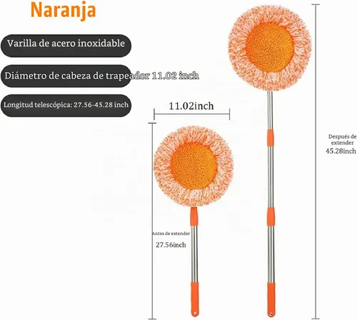 Vista 2 de Trapeador de limpieza ajustable giratorio de 360° – Nueva fregona extensible de limpieza de pared, trapeador giratorio de microfibra de mango largo