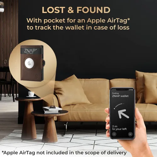 Vista 3 de Apple Airtag - Cartera para hombre, Marrón, 12 tarjetas