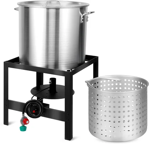 Vista 9 de OT1808-LID-Freidora de Propano con Olla Profunda Cuadrada de 18Qt – Cesta Colador de Aluminio de Alta Calidad para Freír Pescado, Olla para Mariscos