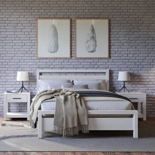Vista 10 de Grain Wood Furniture Loft Cama de madera maciza de tamaño completo, acacia