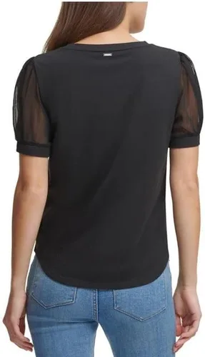 Vista 3 de DKNY Top de punto con mangas abullonadas para mujer