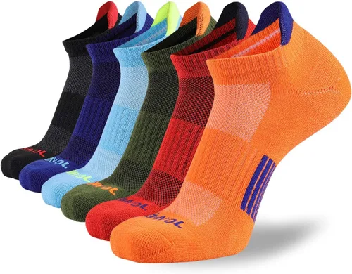 Vista 7 de JOYNÉE Calcetines deportivos para hombre de corte bajo con amortiguación para correr, transpirables, cómodos para deportes, paquete de 6