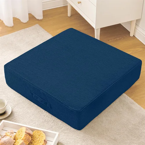 Vista 10 de Wellsin Cojines de Suelo Cuadrados Sólidos para Adultos y Niños - Cojín Grande de Suelo para Meditación y Asiento con Espuma Gruesa y Funda de Beige