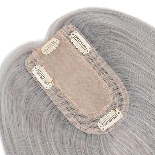 Vista 45 de Hairro Toppers de cabello humano 100% real para mujeres sin flequillo, postizos de cabello real con clip, base de seda transpirable para cubrir