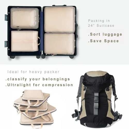 Vista 142 de BAGAIL 4 Set/6 Set Ultraligero Compresión Embalaje Cubos Organizador de Embalaje para Accesorios de Viaje Equipaje Maleta Mochila
