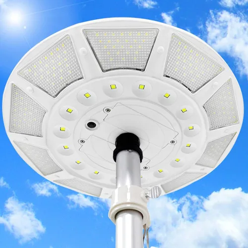 Vista 9 de Luz solar para mástil de bandera, 440 LED de 1800 lúmenes, funciona con energía solar con puerto de carga de CC para postes de bandera de 15 a 30