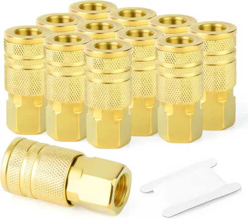 Vista 10 de GASHER 12PCS 1/2"MNPT Brass Industrial Coupler,1/4 Flow Quick Connect Air Coupler