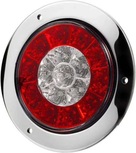 Vista 5 de Partsam 2 luces traseras LED redondas de 4 pulgadas para remolque, luces traseras blancas y rojas, montaje de brida, 16 LED DC 12 V, selladas