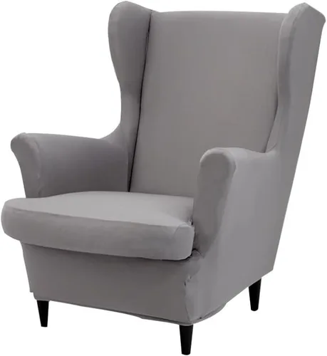 Vista 15 de Fundas para silla Wingback, 2 piezas, fundas elásticas para sillón de ala de color sólido con parte inferior elástica, protector de muebles
