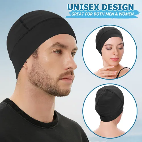 Vista 3 de Headshion Gorras refrescantes de calavera para hombres y mujeres, paquete de 2 unidades, forro de casco fino y ligero para ciclismo