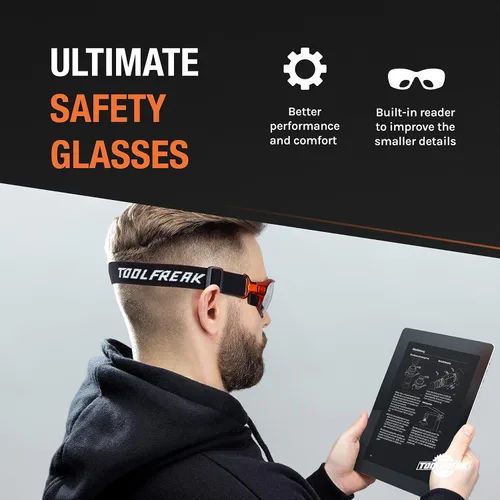 Vista 3 de ToolFreak Recka - Conjunto de gafas y gafas de seguridad, clasificado según ANSI z87.1-2015, accesorios incluidos