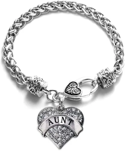 Vista 73 de Pulsera de plata con dije de corazón pavé con joyas de circonita cúbica