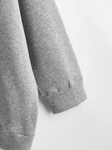 Vista 3 de MakeMeChic Sudadera con capucha de manga larga con cremallera y cordón de gran tamaño para mujer