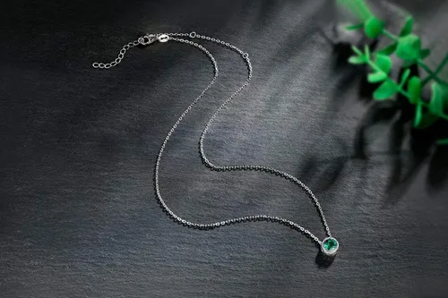 Vista 3 de Presentski Collar de piedra natal para mujer plata de ley 925 colgante solitario delicado collar regalos de cumpleaños para mujeres y niñas collares