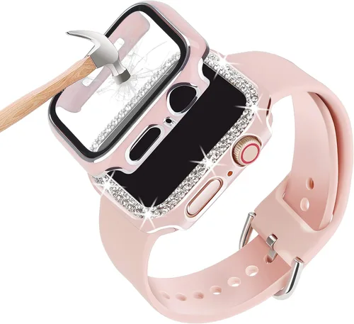 Vista 8 de Compatible para Correa de Apple Watch con Estuche 38mm 40mm 41mm 42mm 44mm 45mm 46mm, Correa de Silicona Suave Impermeable + Estuche Protector