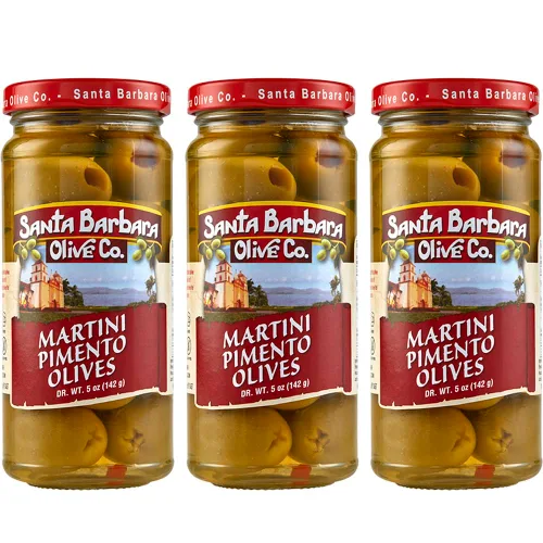 Vista 15 de Aceitunas verdes rellenas de anchoas sin hueso de Santa Barbara, perfectas para tablas de embutidos, ensaladas, pizza y pasta, paquete de 3, 5 onzas