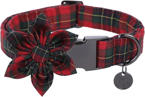 Vista 5 de DOGWONG - Collar de Acción de Gracias con Bellota y Flor para Perro, Collar de Perro de Pavo Otoñal, Collar de Calabaza de Algodón Suave y Duradero