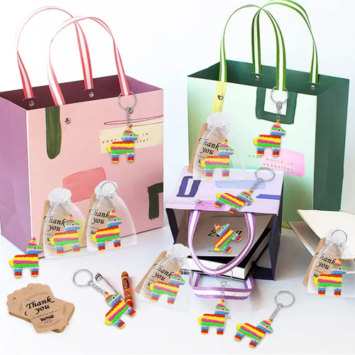 Vista 4 de CiciBear Paquete de 24 llaveros de burro de México, decoración de fiesta para invitados, fiesta temática de burro de México, baby shower, fiesta